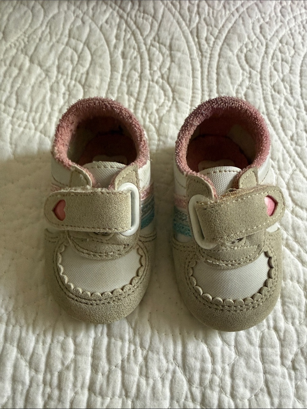 ✅Toddler Neutral and Pink Velcro Casual Shoes